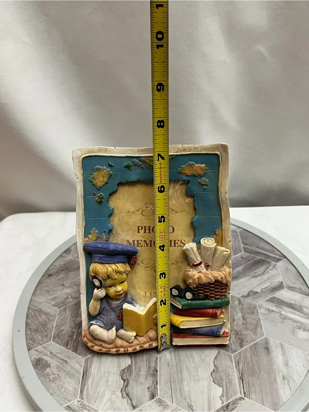 Photo Plus 3.5x5 School Child Books Map 3D Resin Picture Frame Vintage Decor